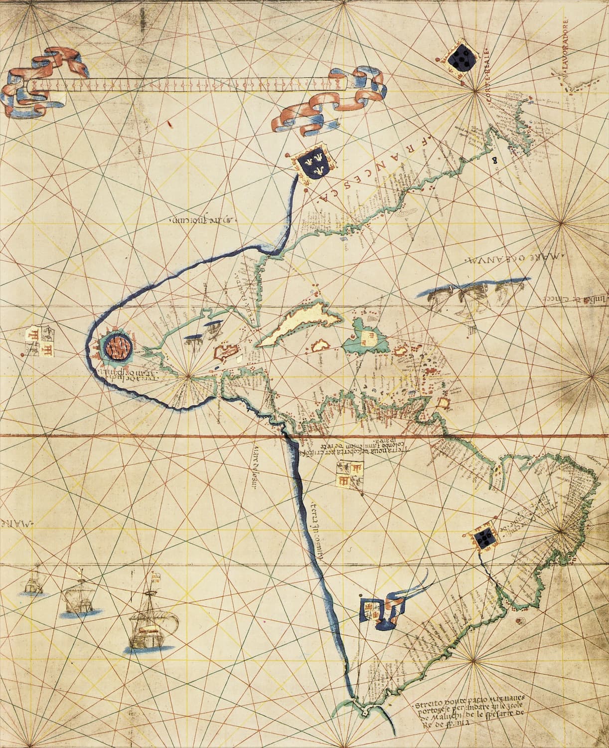 Maggiolo Map of the Western Hemisphere, Vesconte Maggiolo, Genoa, 1527, Bibloteca Ambrosiana, Milan