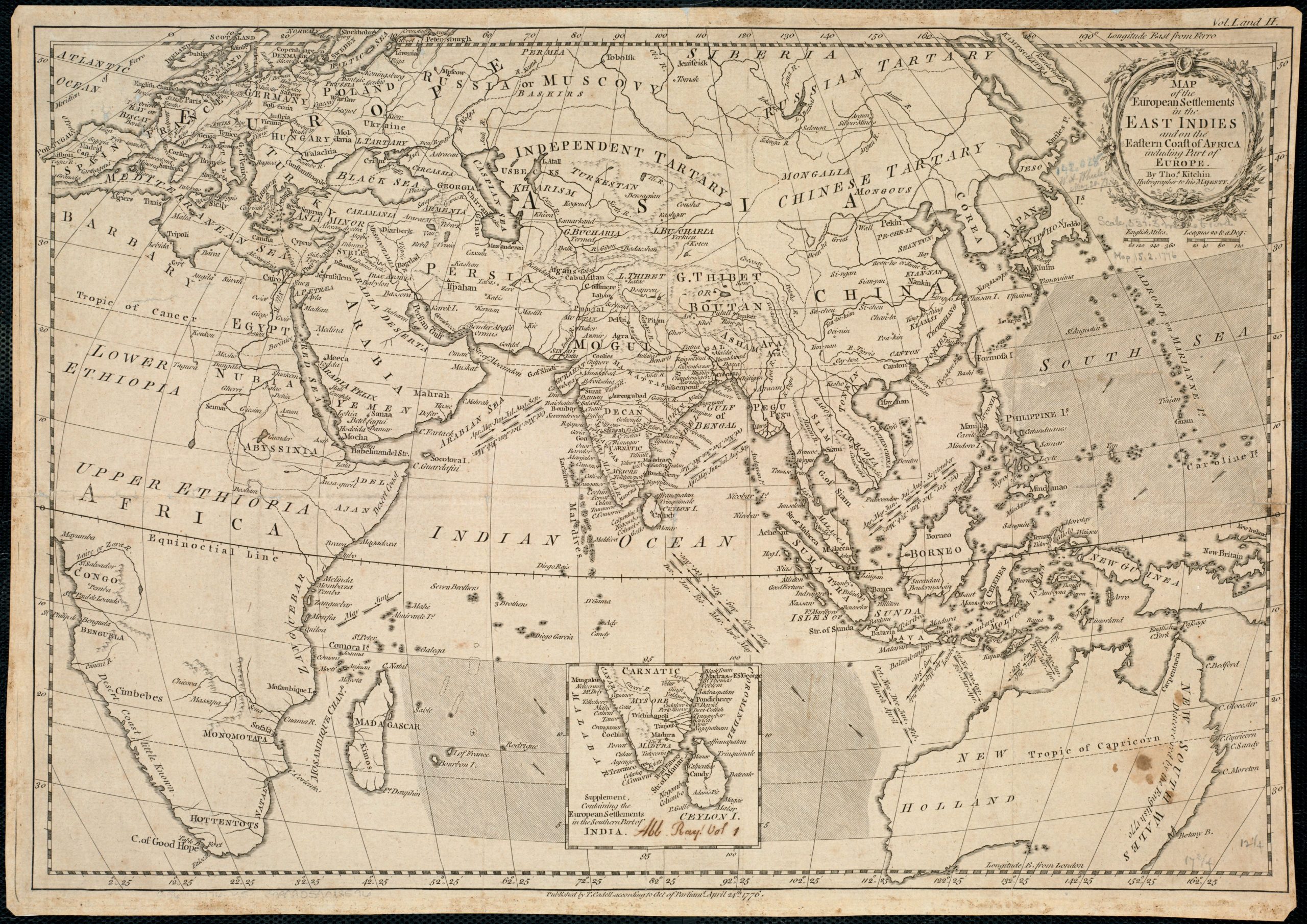 This is a map of the Eastern Hemisphere published in 1776, the same year that Congress adopted the Declaration of Independence.